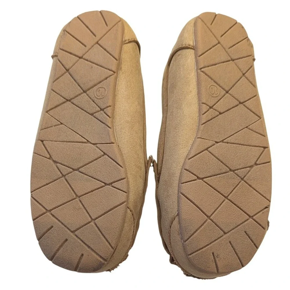 Crown Vintage Lil Miles Tan Faux Fur Lined Moccasin‎ Slippers Kids Sz 10 Toddler